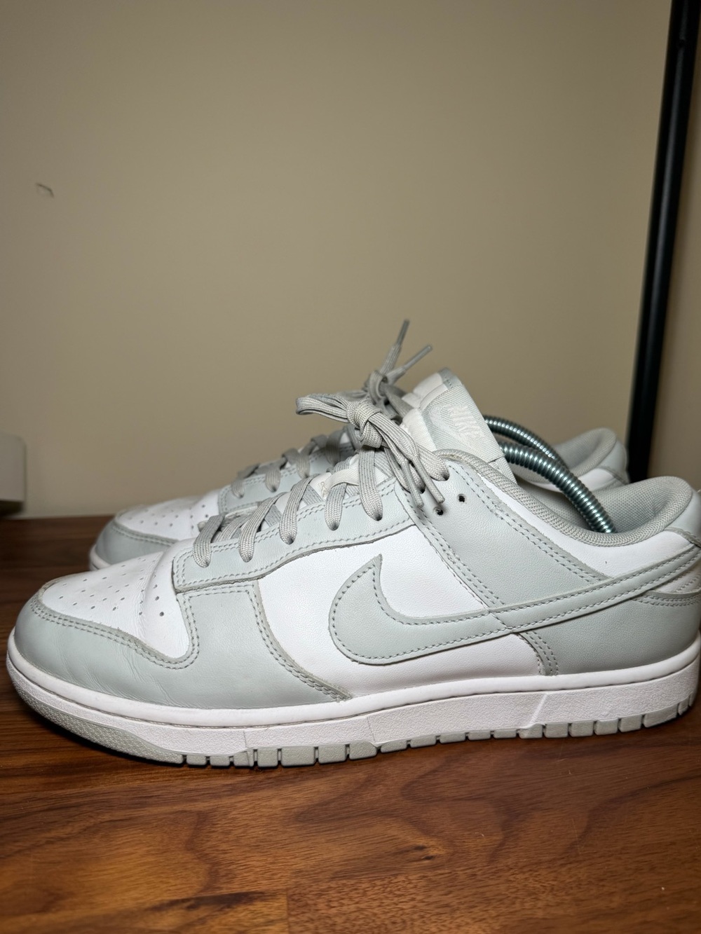 Nike Dunk Low White and Light Grey Leather Sneakers